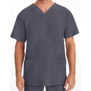 Healing Hands Mens HH Works Mathew Scrub Top 2590 Pewter Grey V-Neck Pocket S